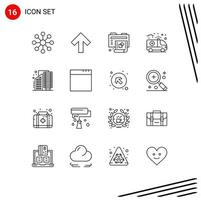 Universal Icon Symbols Group of 16 Modern Outlines of district business new buildings health Editable Vector Design Elements