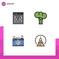 Universal Icon Symbols Group of 4 Modern Filledline Flat Colors of organization page creativity web team organic graphic Editable Vector Design Elements