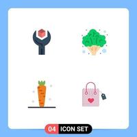 Modern Set of 4 Flat Icons and symbols such as config carrot sdk healthcare food Editable Vector Design Elements