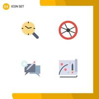 4 Flat Icon concept for Websites Mobile and Apps search chat clock danger discussion Editable Vector Design Elements