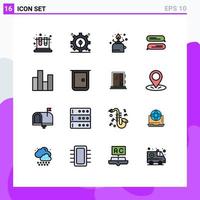 Set of 16 Modern UI Icons Symbols Signs for chart bar cooking texting chatting Editable Creative Vector Design Elements