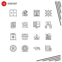 16 Universal Outlines Set for Web and Mobile Applications arrow ecology method earth day marketing process Editable Vector Design Elements