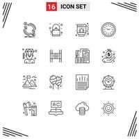 16 Creative Icons Modern Signs and Symbols of man wall clock jag time dinner Editable Vector Design Elements