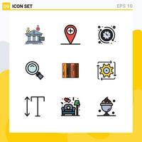 Modern Set of 9 Filledline Flat Colors Pictograph of furniture search around magnifying glass Editable Vector Design Elements