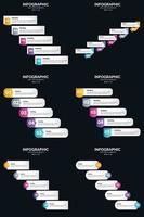 plantilla de diapositiva de presentación del paquete de infografías vectoriales 6 diagramas de ciclo de 5 pasos y líneas de tiempo vector