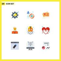 Set of 9 Vector Flat Colors on Grid for jacket teacher card student man Editable Vector Design Elements