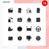16 Thematic Vector Solid Glyphs and Editable Symbols of chemical sheets and docs road Editable Vector Design Elements