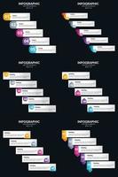 Vector 6 Infographics Pack Presentation slide template 5 Steps cycle diagrams and timelines