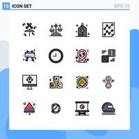 Universal Icon Symbols Group of 16 Modern Flat Color Filled Lines of checklist report celebration paper data Editable Creative Vector Design Elements