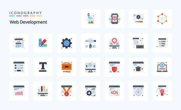 25 Web Development Flat color icon pack vector