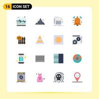 Modern Set of 16 Flat Colors Pictograph of fence notification accounting bell calculator Editable Pack of Creative Vector Design Elements