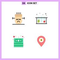 Set of 4 Modern UI Icons Symbols Signs for frankenstein money mask test location Editable Vector Design Elements