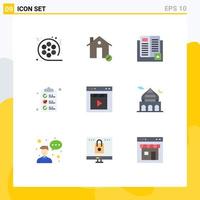 Set of 9 Modern UI Icons Symbols Signs for shopping check list house school knowledge Editable Vector Design Elements