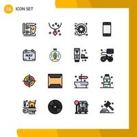 Modern Set of 16 Flat Color Filled Lines Pictograph of iphone gadget agile devices time Editable Creative Vector Design Elements