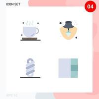 Pictogram Set of 4 Simple Flat Icons of coffee coil tea gold layout Editable Vector Design Elements