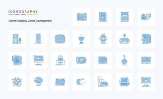 25 Game Design And Game Development Blue icon pack vector