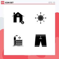 Editable Vector Line Pack of Simple Solid Glyphs of buildings target hot board factory Editable Vector Design Elements