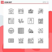 Set of 16 Modern UI Icons Symbols Signs for web search web money story Editable Vector Design Elements