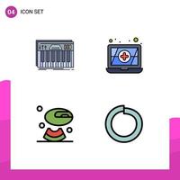 Mobile Interface Filledline Flat Color Set of 4 Pictograms of controller bolt midi melon washer Editable Vector Design Elements