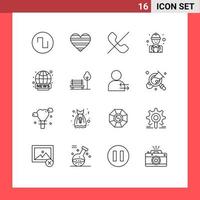 Set of 16 Vector Outlines on Grid for world wide labour call labor chief Editable Vector Design Elements