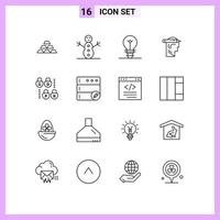 Pictogram Set of 16 Simple Outlines of lock write winter thinking head Editable Vector Design Elements