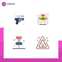4 Flat Icon concept for Websites Mobile and Apps gun marker park house signaling Editable Vector Design Elements