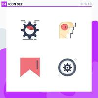 Modern Set of 4 Flat Icons Pictograph of setting banner chart teaching setting Editable Vector Design Elements