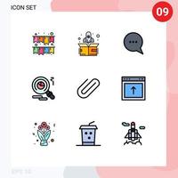 Universal Icon Symbols Group of 9 Modern Filledline Flat Colors of browser add message clip attachment Editable Vector Design Elements
