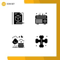 Set of Vector Solid Glyphs on Grid for file bench technology recorder outdoor Editable Vector Design Elements