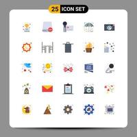Set of 25 Modern UI Icons Symbols Signs for umbrella protection hardware autumn recording Editable Vector Design Elements