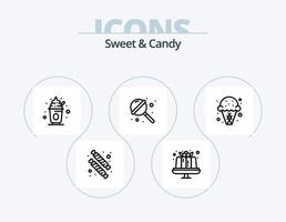 paquete de iconos de línea de dulces y caramelos 5 diseño de iconos. niños. alimento. caramelo. postre. dulces vector