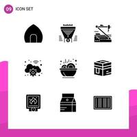 Solid Glyph Pack of 9 Universal Symbols of wifi cloud dollar robotics medicine Editable Vector Design Elements