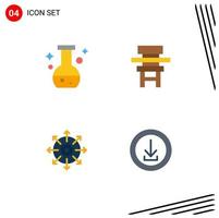 4 iconos planos universales establecidos para aplicaciones web y móviles mesa de prueba de destino de tubo lograr elementos de diseño vectorial editables vector