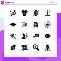 Stock Vector Icon Pack of 16 Line Signs and Symbols for marketing eye play degrees joystick Editable Vector Design Elements