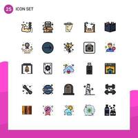 Set of 25 Modern UI Icons Symbols Signs for book life item city thinking Editable Vector Design Elements