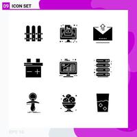 Editable Vector Line Pack of 9 Simple Solid Glyphs of management finance letter coins car Editable Vector Design Elements