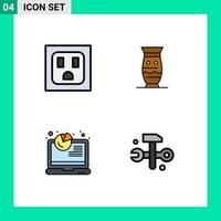 4 Universal Filledline Flat Colors Set for Web and Mobile Applications electric report culture indian analytics Editable Vector Design Elements