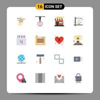 Modern Set of 16 Flat Colors and symbols such as calendar laboratory whisk heat chemical Editable Pack of Creative Vector Design Elements