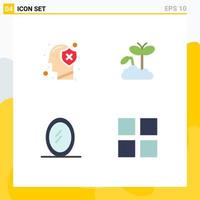 Editable Vector Line Pack of 4 Simple Flat Icons of brain interior protect increase grid Editable Vector Design Elements