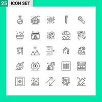 Universal Icon Symbols Group of 25 Modern Lines of kitchen flash wireless torch flashlight Editable Vector Design Elements