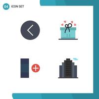 4 Universal Flat Icon Signs Symbols of back new multimedia box ribbon building Editable Vector Design Elements