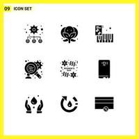 Solid Glyph Pack of 9 Universal Symbols of mobile phone music women organization Editable Vector Design Elements