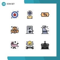 Pictogram Set of 9 Simple Filledline Flat Colors of stations charging discount car game Editable Vector Design Elements