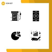 4 Universal Solid Glyphs Set for Web and Mobile Applications earth day presentation gas station mobile application chart Editable Vector Design Elements