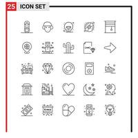 25 iconos creativos, signos y símbolos modernos de ubicación, rodillos de disco enrollados, diseño de elementos de diseño vectorial editables vector