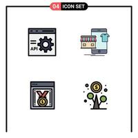 Modern Set of 4 Filledline Flat Colors Pictograph of browser shop development garments web performance Editable Vector Design Elements