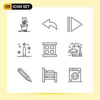 User Interface Pack of 9 Basic Outlines of promotion window case coding window programing Editable Vector Design Elements