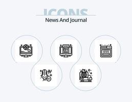 paquete de iconos de línea de noticias 5 diseño de iconos. artículo. bloc. Noticias. reportero. micrófono vector
