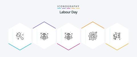 Labour Day 25 Line icon pack including options. gear. safety. labour. hard vector