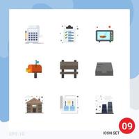 9 Flat Color concept for Websites Mobile and Apps furniture bench electronics postoffice post Editable Vector Design Elements